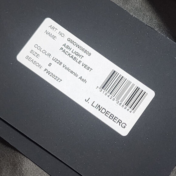 J. Lindeberg Ash Light Packable Water Repellent Golf Vest Men's SZ S - NWT - Picture 7 of 7